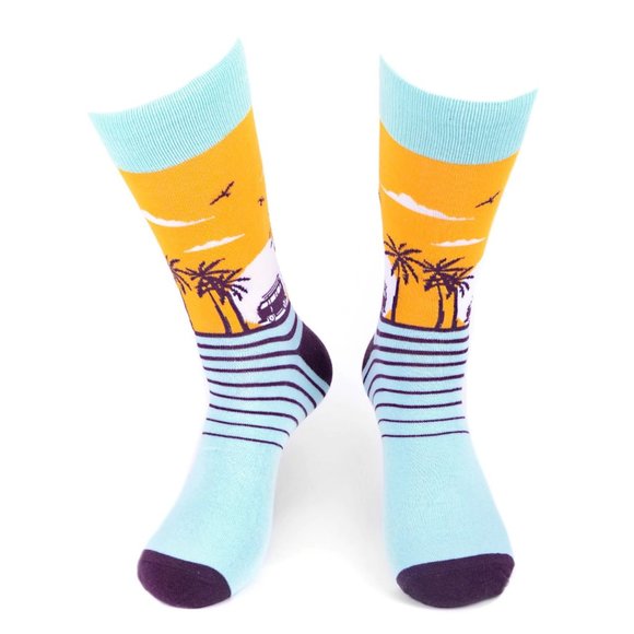 Men's Tropical Sunset Novelty Socks - Picture 1 of 4